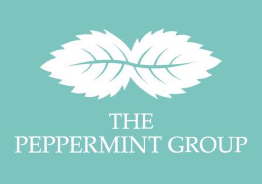 Logo for The Peppermint Group - Dental Clinic in white and turquoise